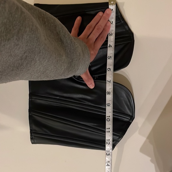 Black Vegan Leather Strapless Bustier Crop Top - Picture 8 of 8